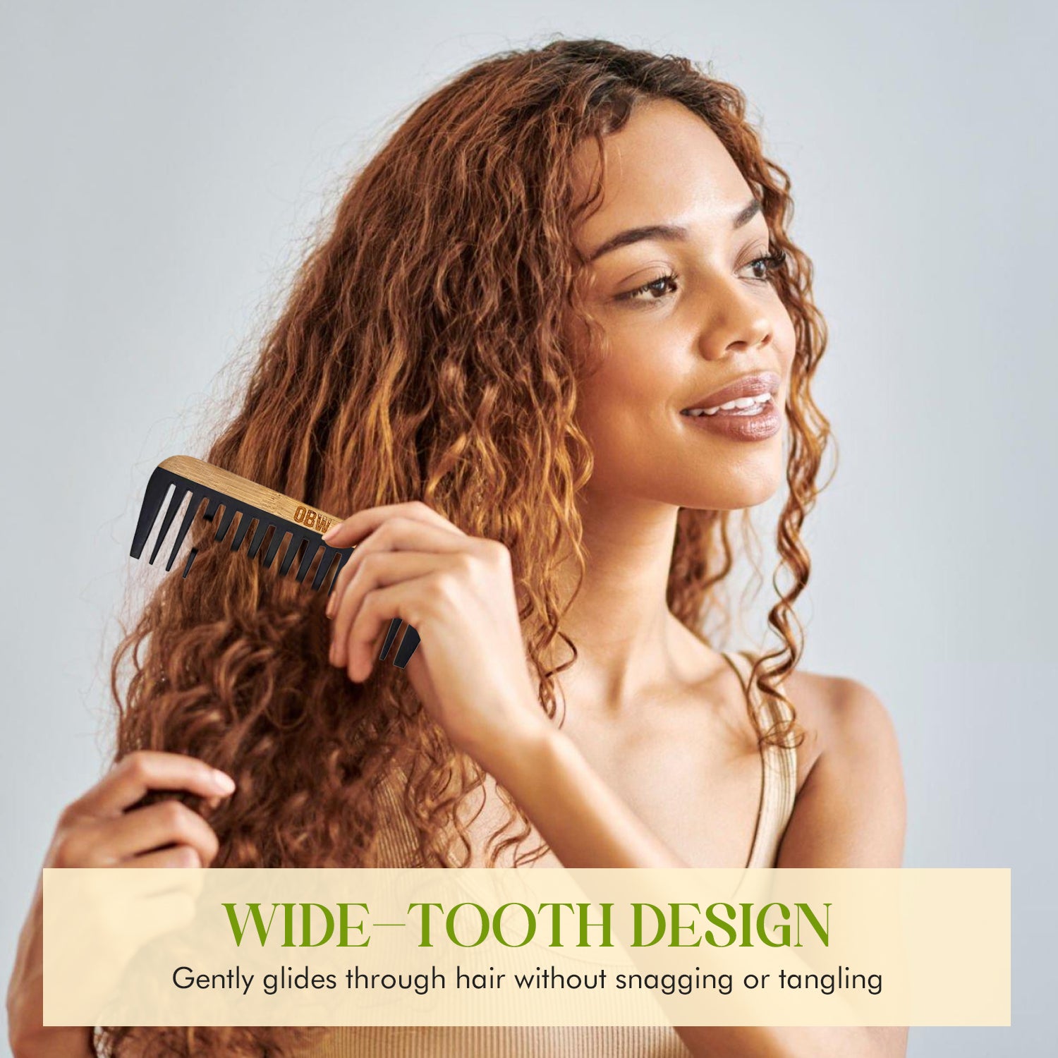 OBW Bamboo Wide Tooth Comb