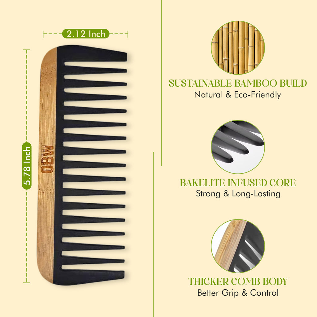 OBW Bamboo Wide Tooth Comb