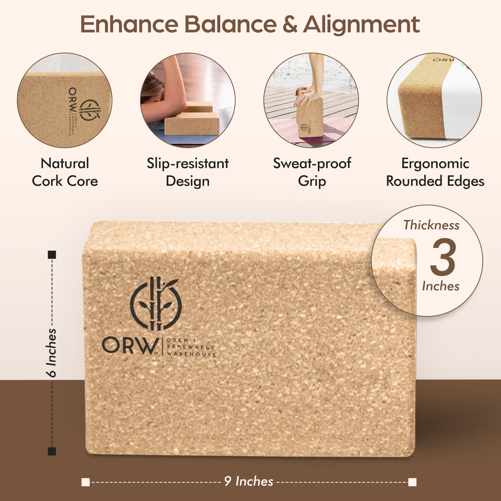 ORW OREN’S Natural Cork Yoga Block