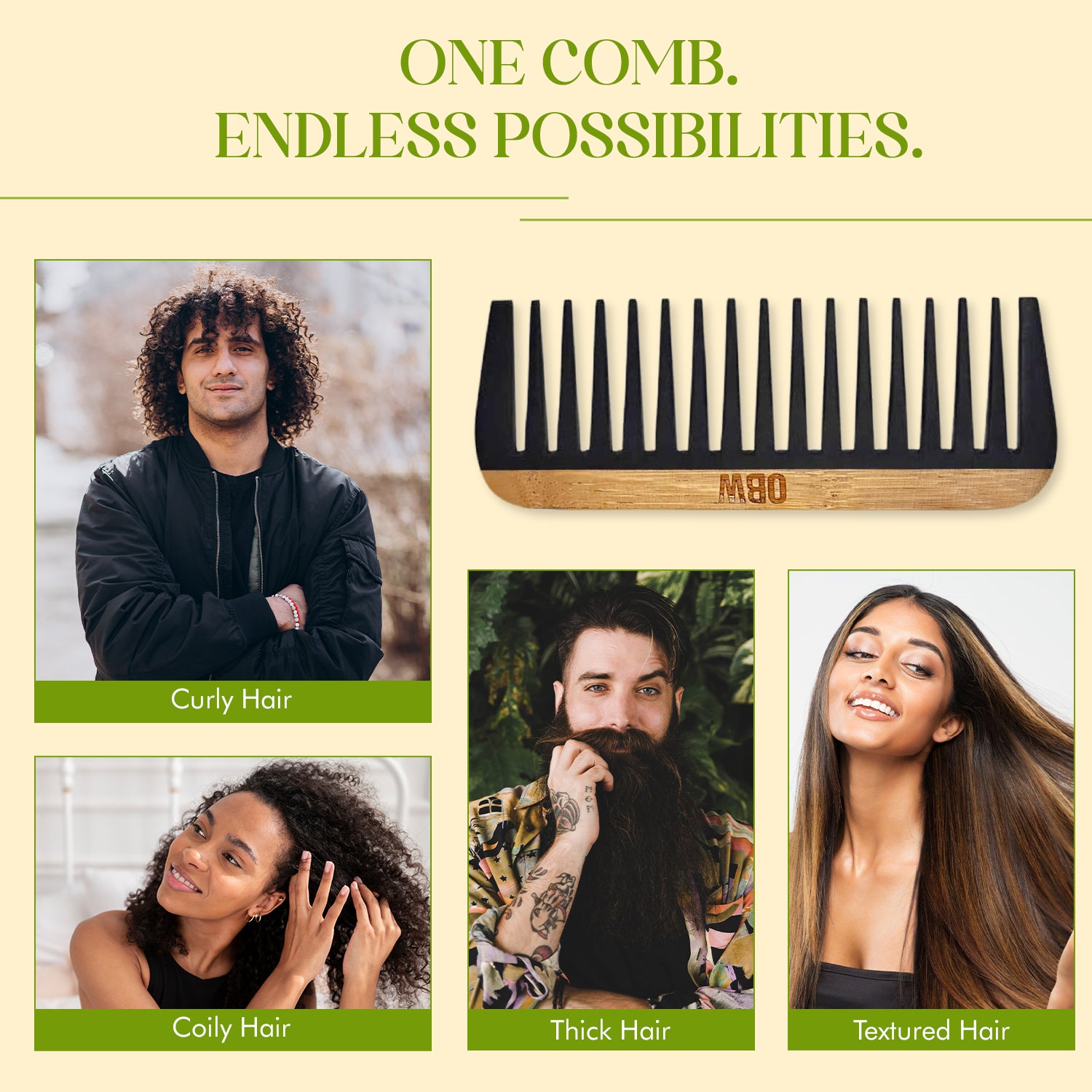OBW Bamboo Wide Tooth Comb